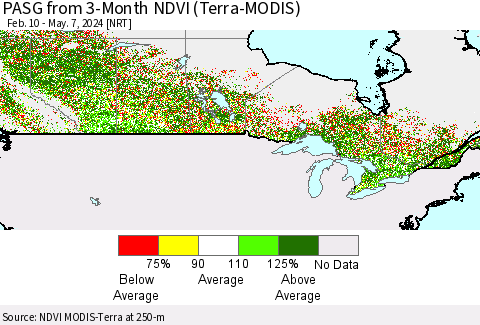 Canada PASG from 3-Month NDVI (Terra-MODIS) Thematic Map For 4/30/2024 - 5/7/2024