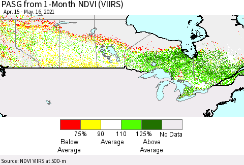 Canada PASG from 1-Month NDVI (VIIRS) Thematic Map For 5/9/2021 - 5/16/2021