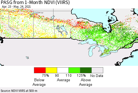 Canada PASG from 1-Month NDVI (VIIRS) Thematic Map For 5/17/2021 - 5/24/2021