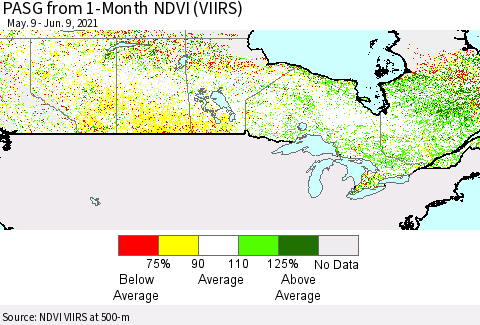 Canada PASG from 1-Month NDVI (VIIRS) Thematic Map For 6/2/2021 - 6/9/2021