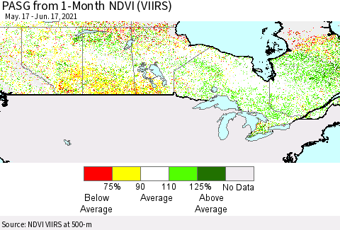 Canada PASG from 1-Month NDVI (VIIRS) Thematic Map For 6/10/2021 - 6/17/2021