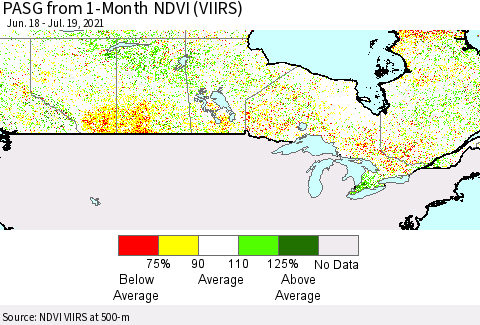 Canada PASG from 1-Month NDVI (VIIRS) Thematic Map For 7/12/2021 - 7/19/2021