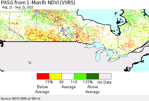 Canada PASG from 1-Month NDVI (VIIRS) Thematic Map For 9/14/2021 - 9/21/2021