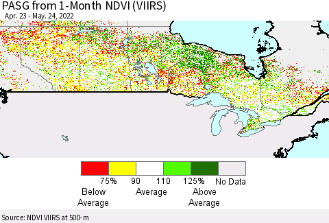 Canada PASG from 1-Month NDVI (VIIRS) Thematic Map For 5/17/2022 - 5/24/2022