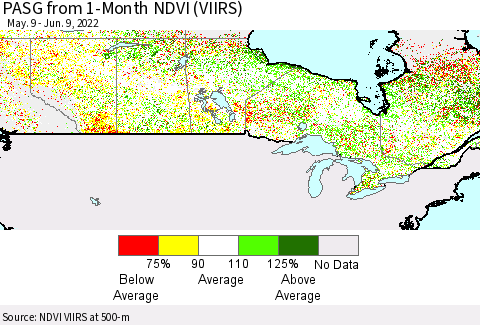 Canada PASG from 1-Month NDVI (VIIRS) Thematic Map For 6/2/2022 - 6/9/2022