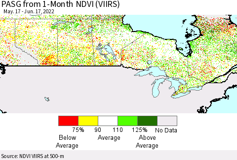 Canada PASG from 1-Month NDVI (VIIRS) Thematic Map For 6/10/2022 - 6/17/2022