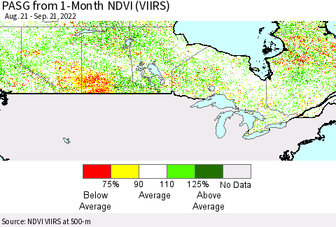Canada PASG from 1-Month NDVI (VIIRS) Thematic Map For 9/14/2022 - 9/21/2022