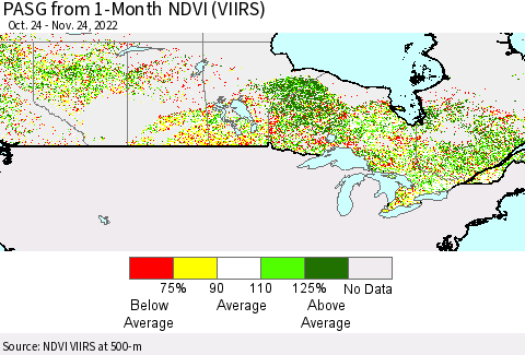 Canada PASG from 1-Month NDVI (VIIRS) Thematic Map For 11/17/2022 - 11/24/2022