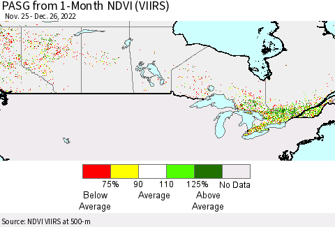Canada PASG from 1-Month NDVI (VIIRS) Thematic Map For 12/19/2022 - 12/26/2022