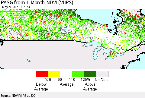 Canada PASG from 1-Month NDVI (VIIRS) Thematic Map For 6/2/2023 - 6/9/2023