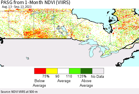 Canada PASG from 1-Month NDVI (VIIRS) Thematic Map For 9/6/2023 - 9/13/2023