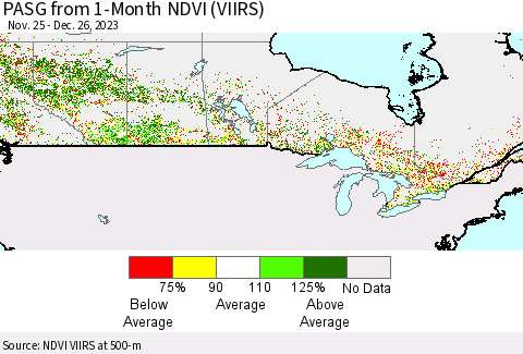 Canada PASG from 1-Month NDVI (VIIRS) Thematic Map For 12/19/2023 - 12/26/2023