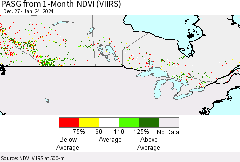 Canada PASG from 1-Month NDVI (VIIRS) Thematic Map For 1/17/2024 - 1/24/2024