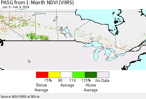 Canada PASG from 1-Month NDVI (VIIRS) Thematic Map For 2/2/2024 - 2/9/2024