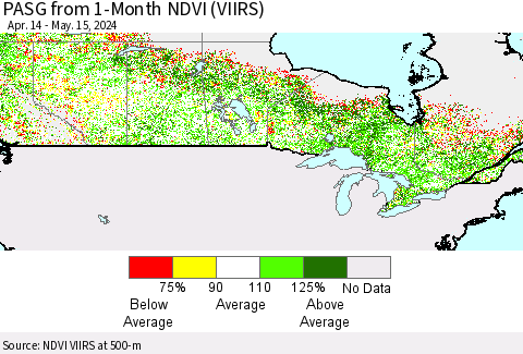Canada PASG from 1-Month NDVI (VIIRS) Thematic Map For 5/8/2024 - 5/15/2024