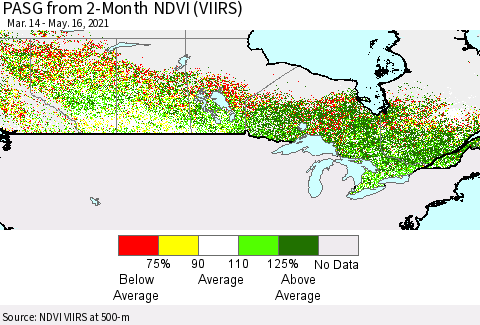 Canada PASG from 2-Month NDVI (VIIRS) Thematic Map For 5/9/2021 - 5/16/2021