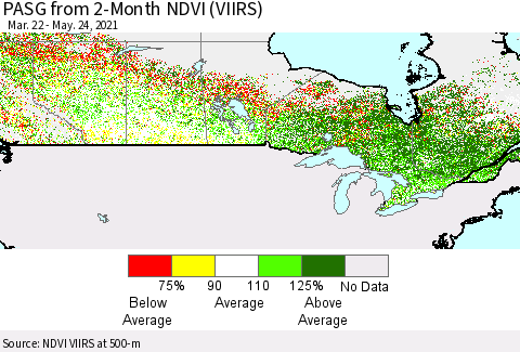 Canada PASG from 2-Month NDVI (VIIRS) Thematic Map For 5/17/2021 - 5/24/2021