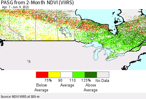 Canada PASG from 2-Month NDVI (VIIRS) Thematic Map For 6/2/2021 - 6/9/2021
