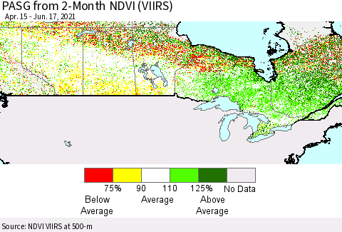 Canada PASG from 2-Month NDVI (VIIRS) Thematic Map For 6/10/2021 - 6/17/2021
