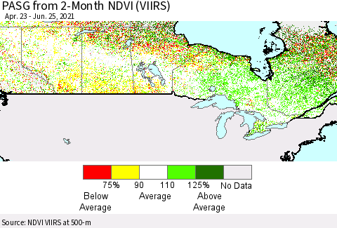 Canada PASG from 2-Month NDVI (VIIRS) Thematic Map For 6/18/2021 - 6/25/2021