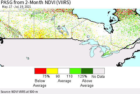 Canada PASG from 2-Month NDVI (VIIRS) Thematic Map For 7/12/2021 - 7/19/2021