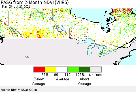 Canada PASG from 2-Month NDVI (VIIRS) Thematic Map For 7/20/2021 - 7/27/2021