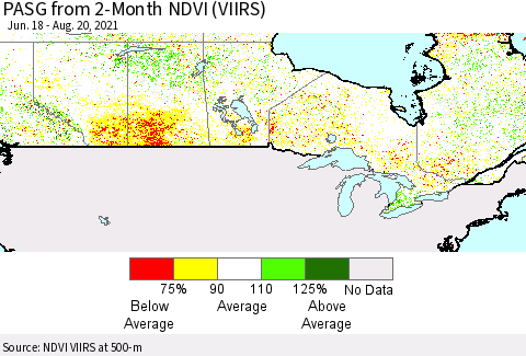 Canada PASG from 2-Month NDVI (VIIRS) Thematic Map For 8/13/2021 - 8/20/2021