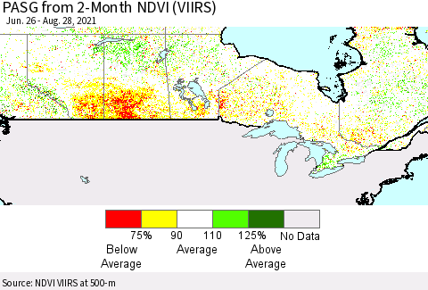 Canada PASG from 2-Month NDVI (VIIRS) Thematic Map For 8/21/2021 - 8/28/2021