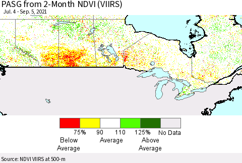 Canada PASG from 2-Month NDVI (VIIRS) Thematic Map For 8/29/2021 - 9/5/2021