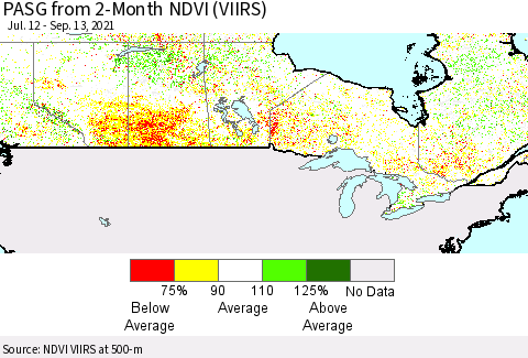 Canada PASG from 2-Month NDVI (VIIRS) Thematic Map For 9/6/2021 - 9/13/2021