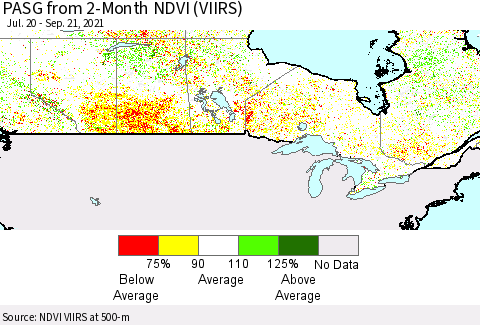 Canada PASG from 2-Month NDVI (VIIRS) Thematic Map For 9/14/2021 - 9/21/2021