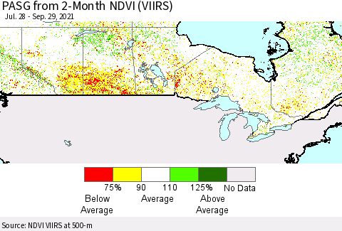 Canada PASG from 2-Month NDVI (VIIRS) Thematic Map For 9/22/2021 - 9/29/2021