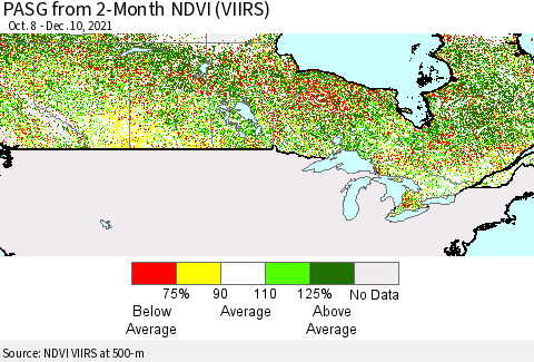 Canada PASG from 2-Month NDVI (VIIRS) Thematic Map For 12/3/2021 - 12/10/2021