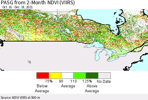 Canada PASG from 2-Month NDVI (VIIRS) Thematic Map For 12/11/2021 - 12/18/2021