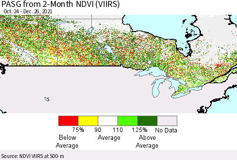 Canada PASG from 2-Month NDVI (VIIRS) Thematic Map For 12/19/2021 - 12/26/2021