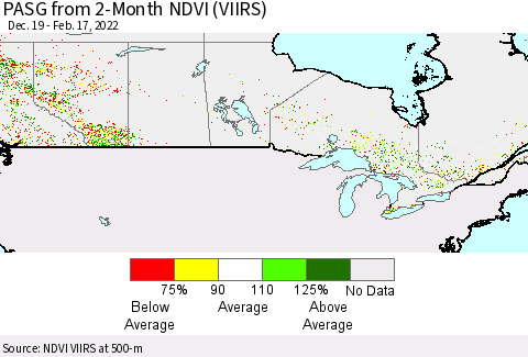 Canada PASG from 2-Month NDVI (VIIRS) Thematic Map For 2/10/2022 - 2/17/2022