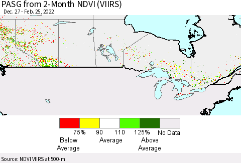 Canada PASG from 2-Month NDVI (VIIRS) Thematic Map For 2/18/2022 - 2/25/2022