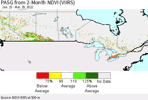 Canada PASG from 2-Month NDVI (VIIRS) Thematic Map For 3/22/2022 - 3/29/2022