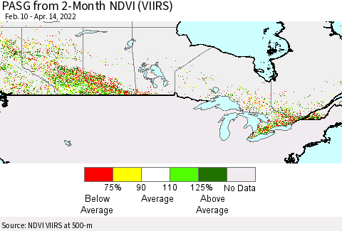 Canada PASG from 2-Month NDVI (VIIRS) Thematic Map For 4/7/2022 - 4/14/2022