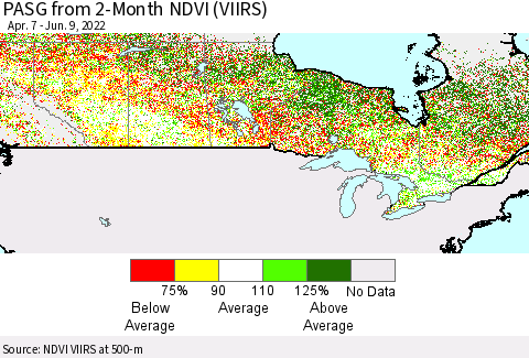 Canada PASG from 2-Month NDVI (VIIRS) Thematic Map For 6/2/2022 - 6/9/2022