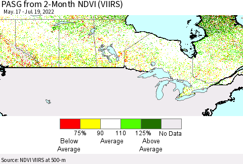 Canada PASG from 2-Month NDVI (VIIRS) Thematic Map For 7/12/2022 - 7/19/2022