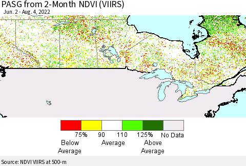 Canada PASG from 2-Month NDVI (VIIRS) Thematic Map For 7/28/2022 - 8/4/2022