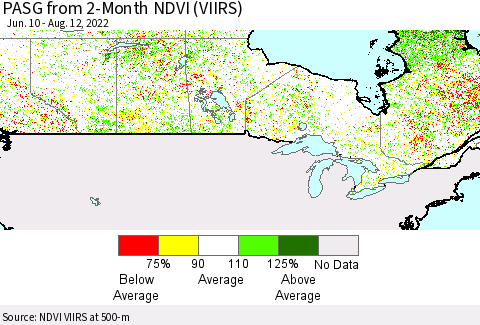 Canada PASG from 2-Month NDVI (VIIRS) Thematic Map For 8/5/2022 - 8/12/2022