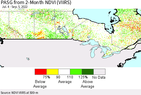 Canada PASG from 2-Month NDVI (VIIRS) Thematic Map For 8/29/2022 - 9/5/2022