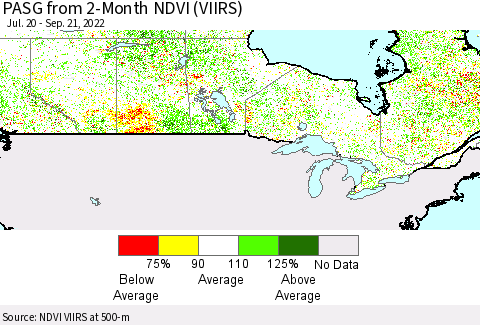Canada PASG from 2-Month NDVI (VIIRS) Thematic Map For 9/14/2022 - 9/21/2022