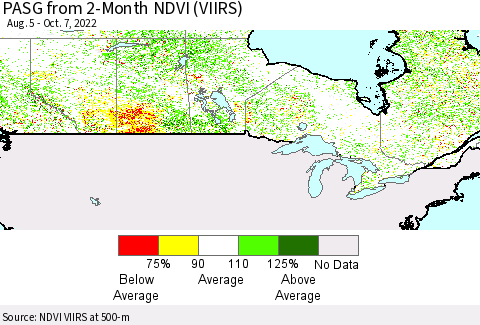 Canada PASG from 2-Month NDVI (VIIRS) Thematic Map For 9/30/2022 - 10/7/2022
