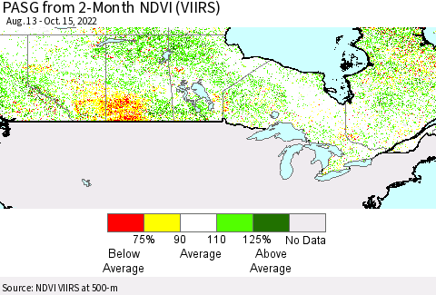 Canada PASG from 2-Month NDVI (VIIRS) Thematic Map For 10/8/2022 - 10/15/2022