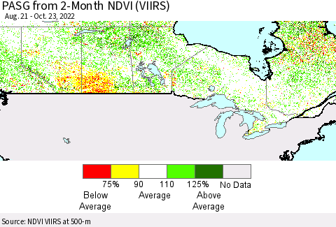 Canada PASG from 2-Month NDVI (VIIRS) Thematic Map For 10/16/2022 - 10/23/2022
