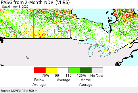 Canada PASG from 2-Month NDVI (VIIRS) Thematic Map For 11/1/2022 - 11/8/2022
