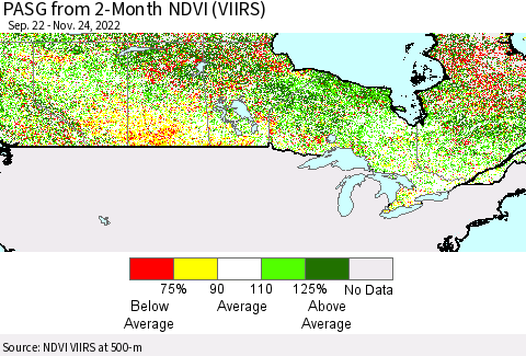 Canada PASG from 2-Month NDVI (VIIRS) Thematic Map For 11/17/2022 - 11/24/2022